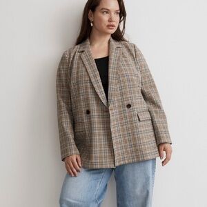 Madewell plaid seersucker double breasted blazer